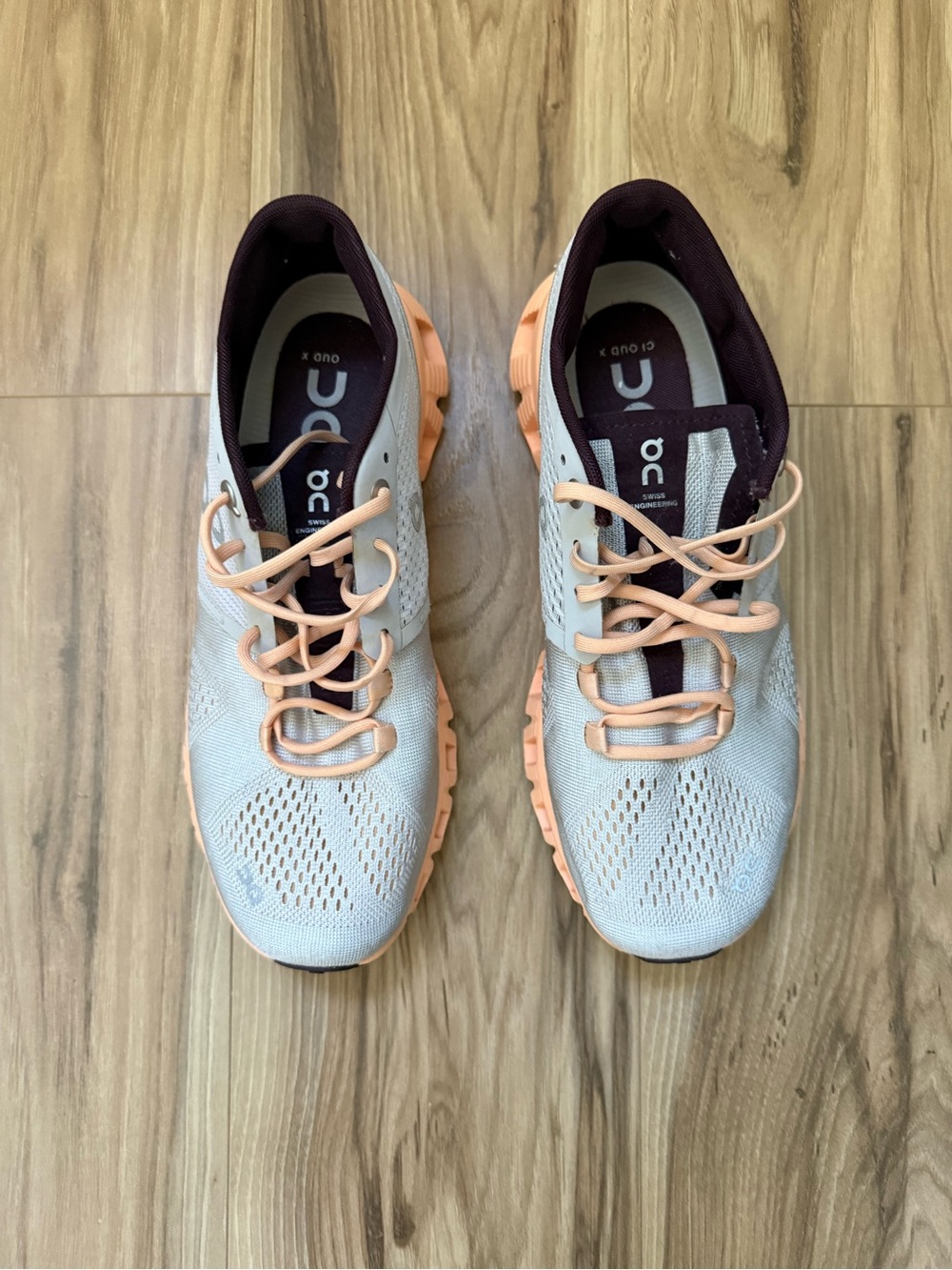 On Cloud X Sneaker in Silver & Almond - Picture 3 of 10